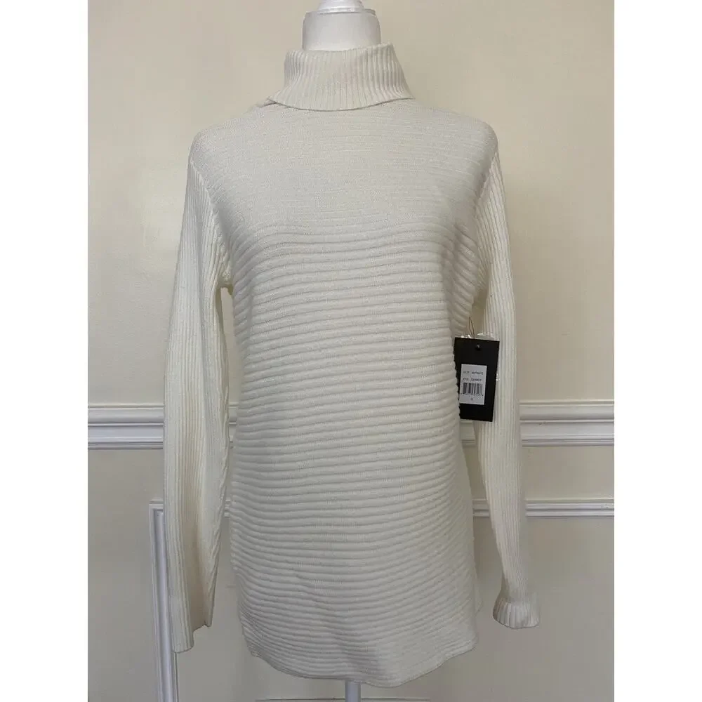 Devotion by Cyrus Women's Horizontal Ribbed Turtleneck Tunic Sweater A003020 - Picture 1 of 4